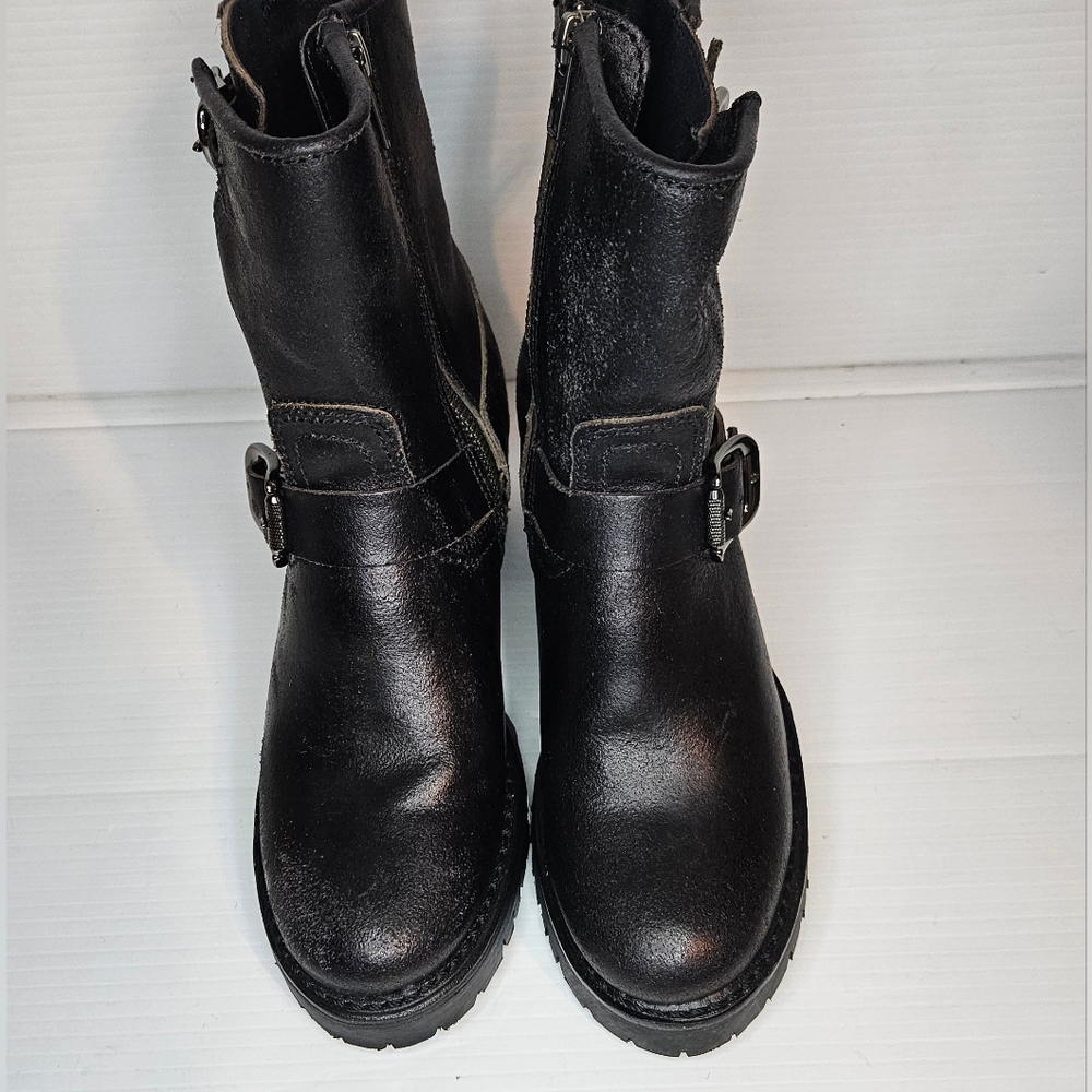 FRYE Sabrina Moto Boots – Women’s Chocolate Brown, Double Buckle, Zipper, Size 6